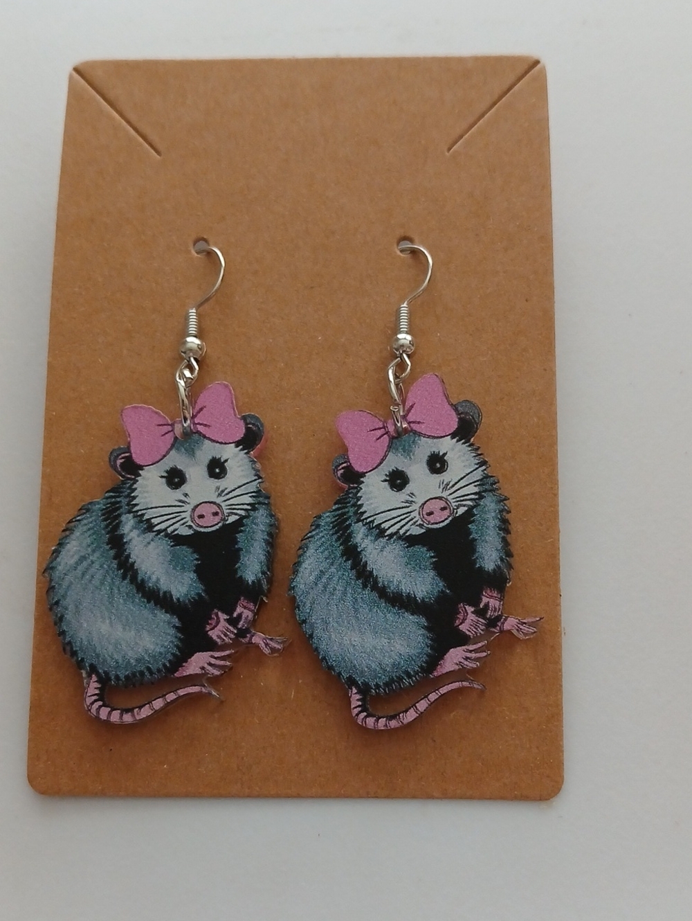 Fashion Jewelry Pink Bow Opossum Drop Earrings